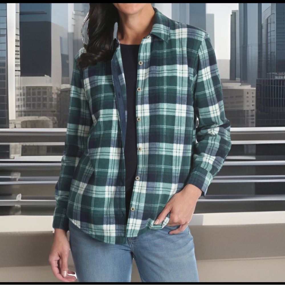 Lee Flannel Top Women’s Plaid Grunge Western Grandpa Pockets Button Up Shirt